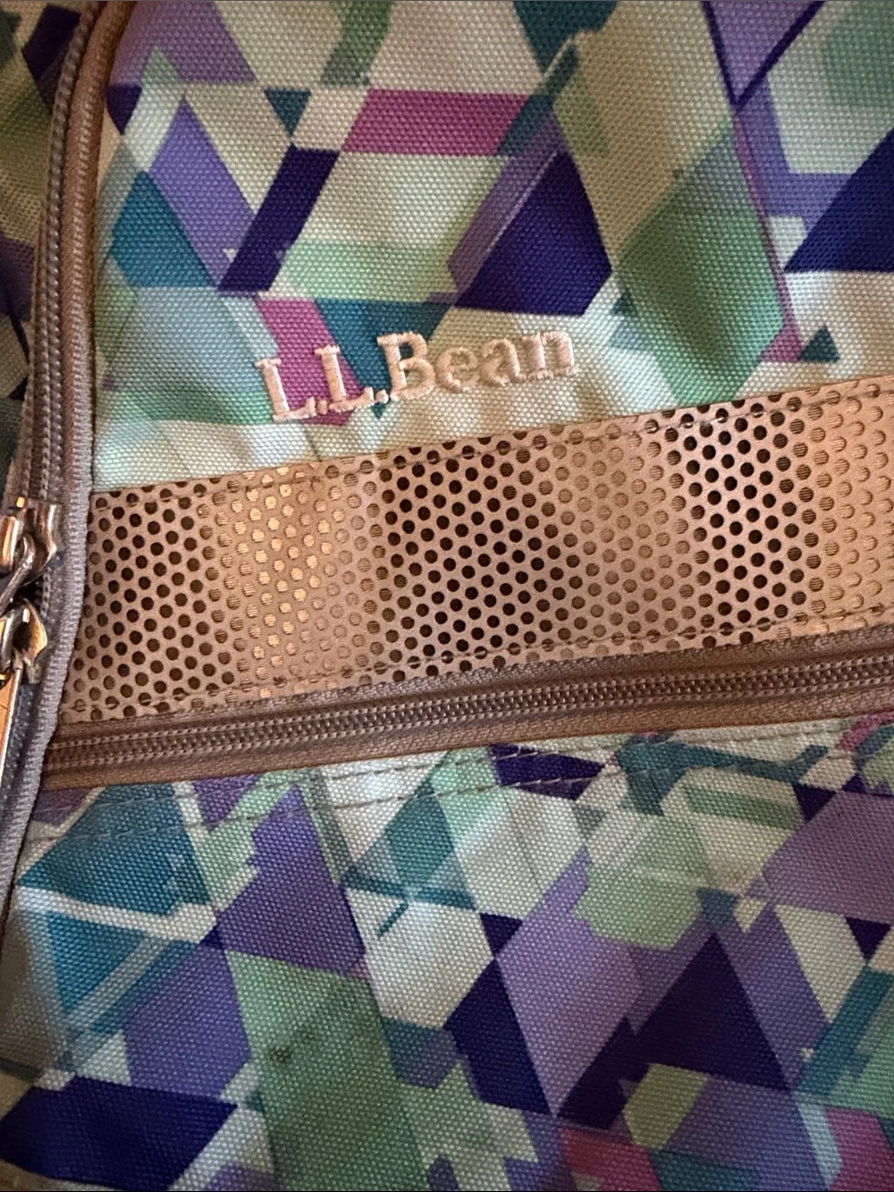 L.L. Bean Geometric Backpack in Blue, Teal & Purple